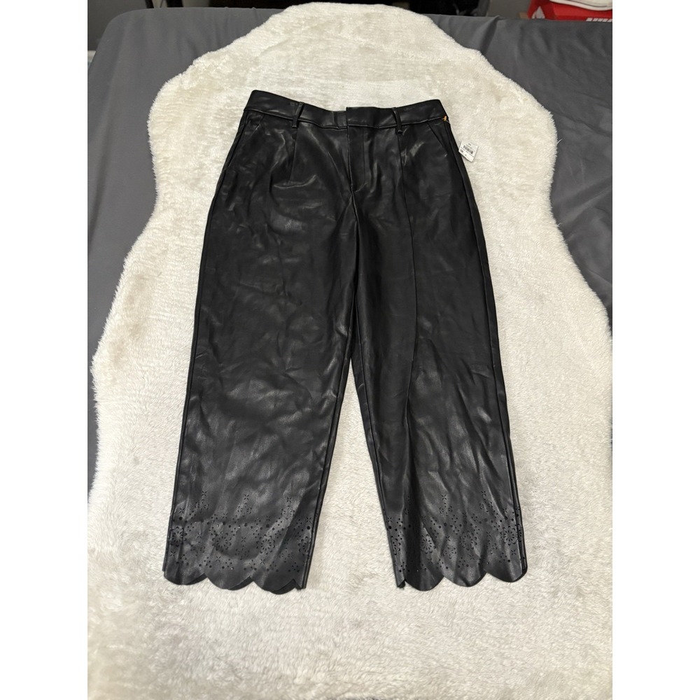 New I.n.c. International Concepts Faux Leather Black Pants Size 14 Capri NWT